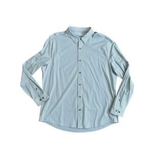 Rhone Commuter Shirt Mens XXL Grey White Striped Performance Long Sleeve 2XL